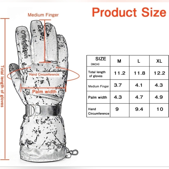 Ski Winter Unisex Adult Gloves With Zipper Pocket Waterproof Touchscreen - Picture 6 of 6